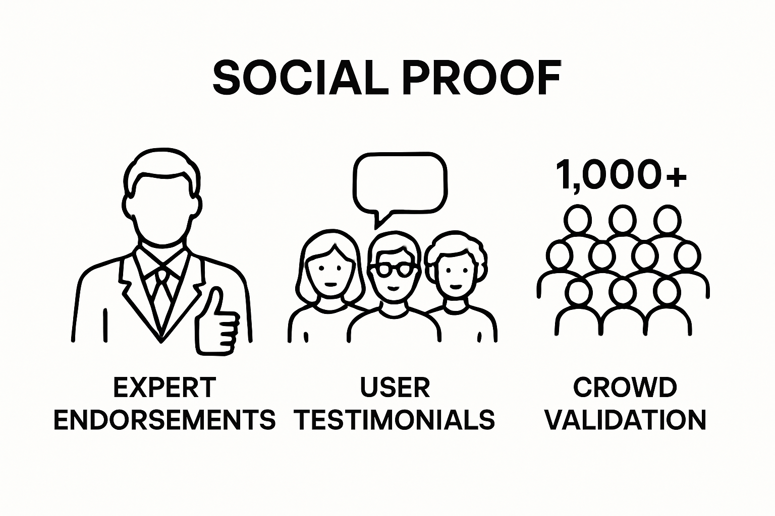 infographic showing three main types of social proof