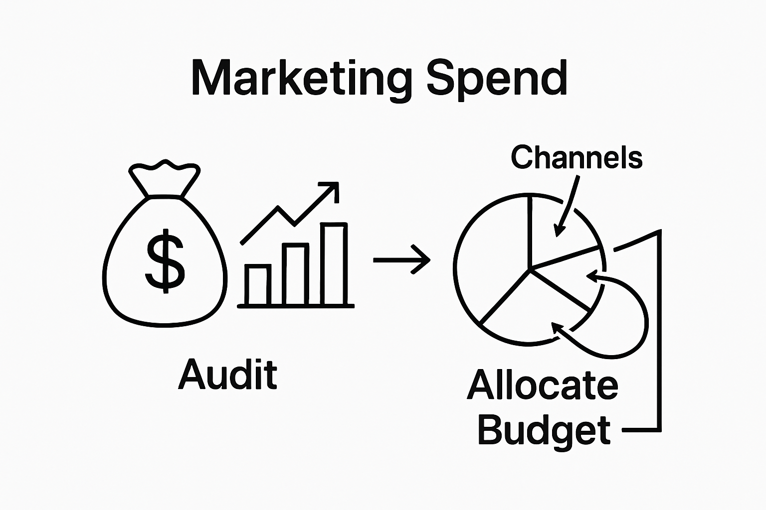 Infographic showing two-step process for budgeting and allocating marketing spend