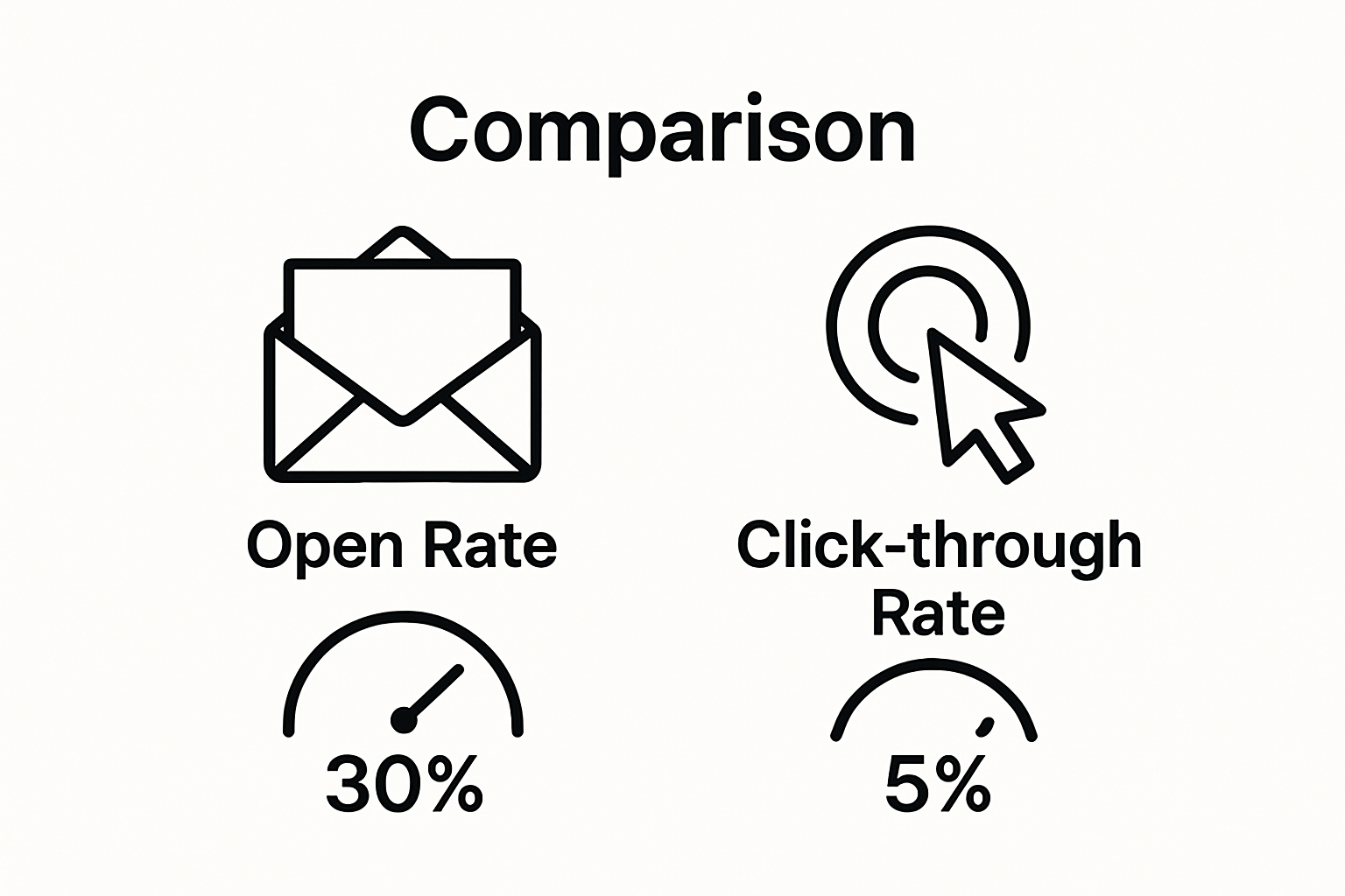 Infographic showing open rate vs. click-through rate concepts visually
