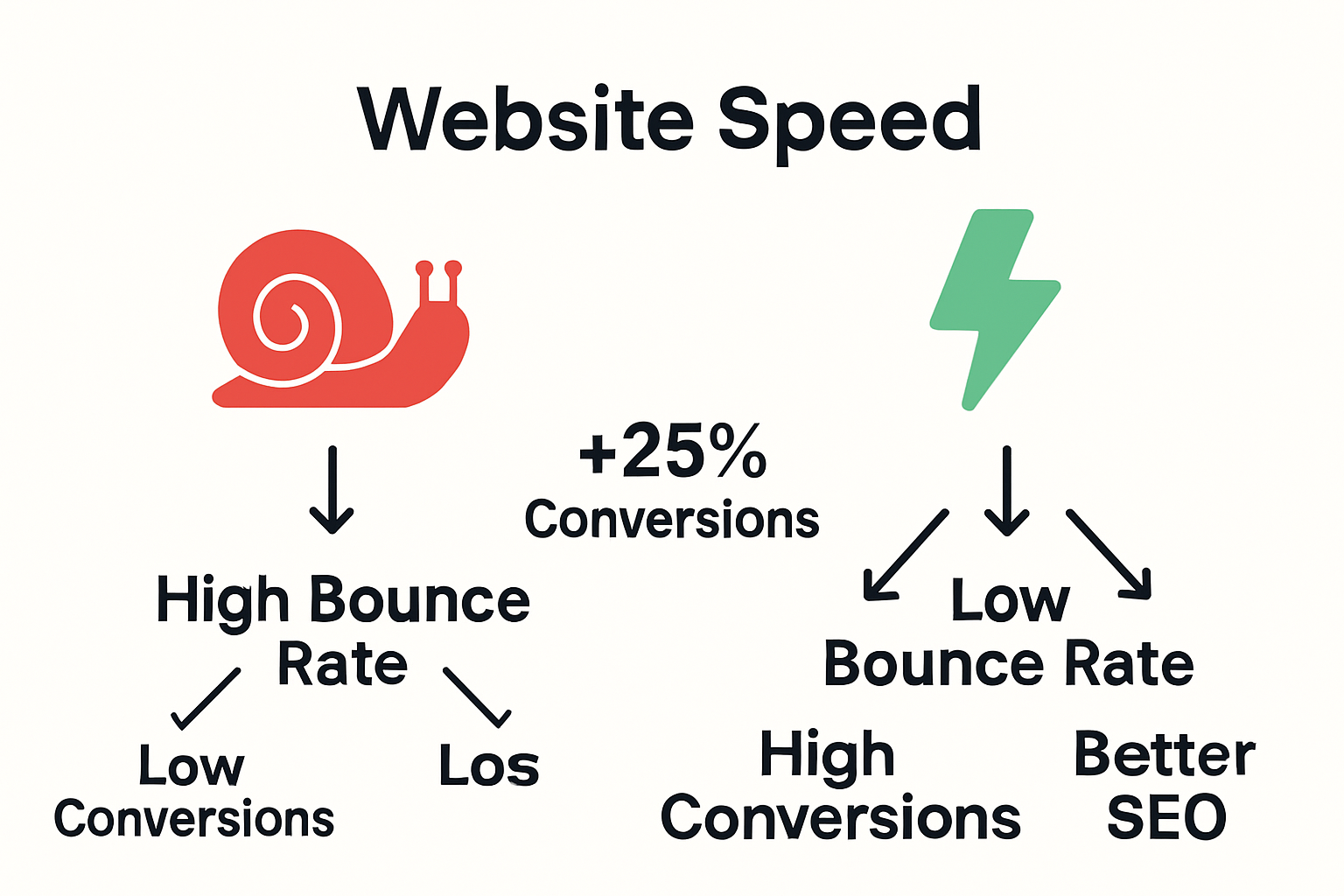 Infographic comparing slow and fast website outcomes.