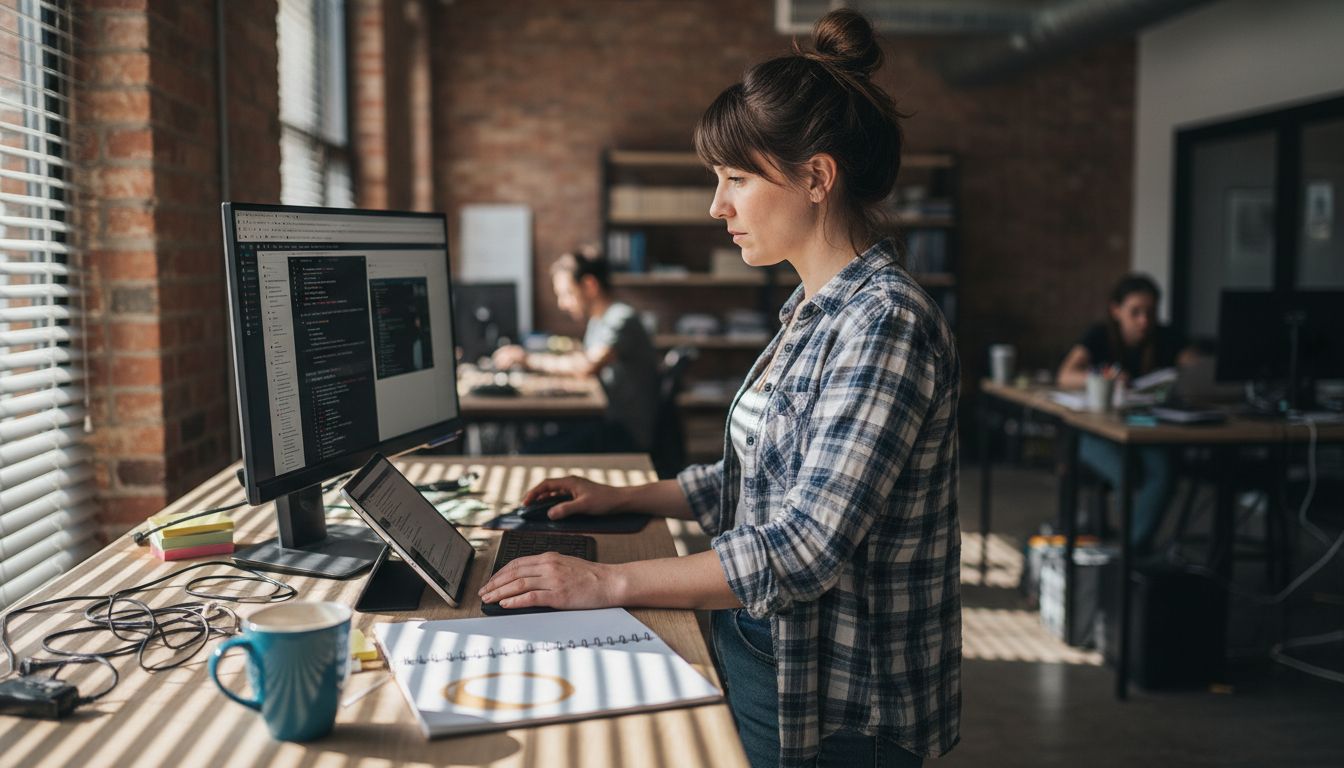 Developer adjusting responsive web layout