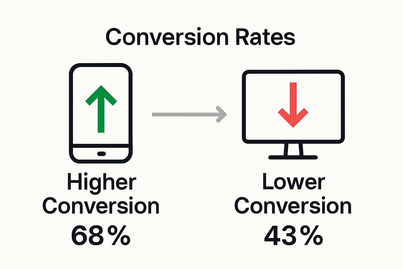 Infographic comparing mobile and desktop site conversions