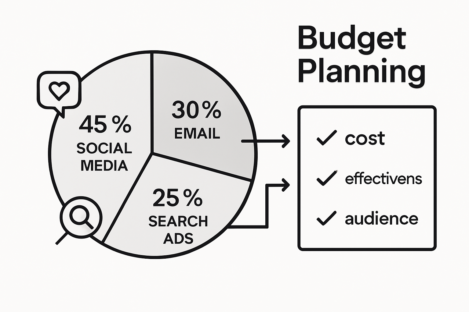 Infographic comparing marketing budget allocation by channel