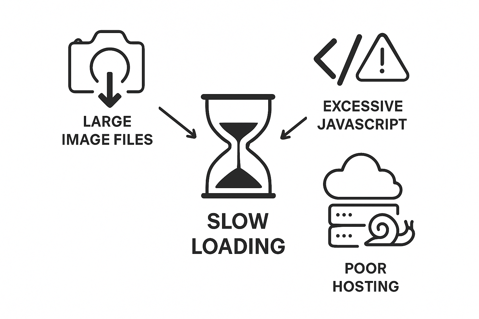 Infographic showing main causes of slow websites