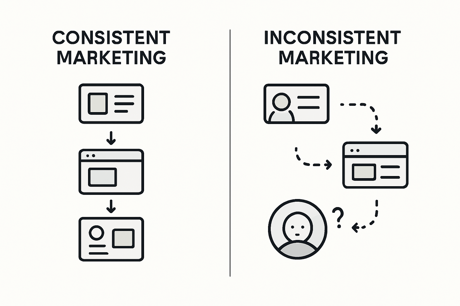 Consistent versus inconsistent marketing infographic