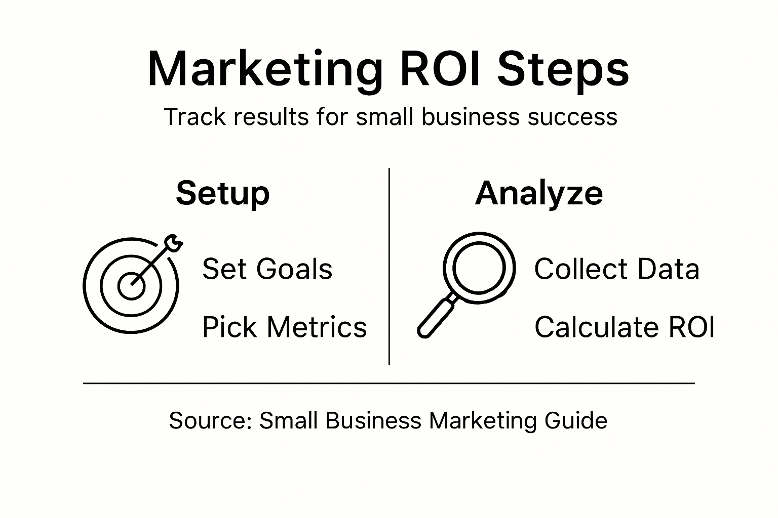 Infographic summarizing steps to track marketing ROI