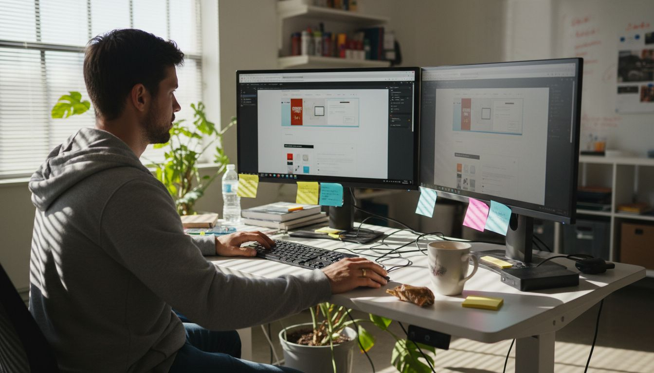 Designer working on landing page optimization