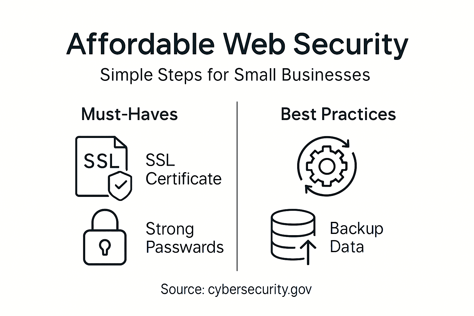 Infographic with budget website security checklist