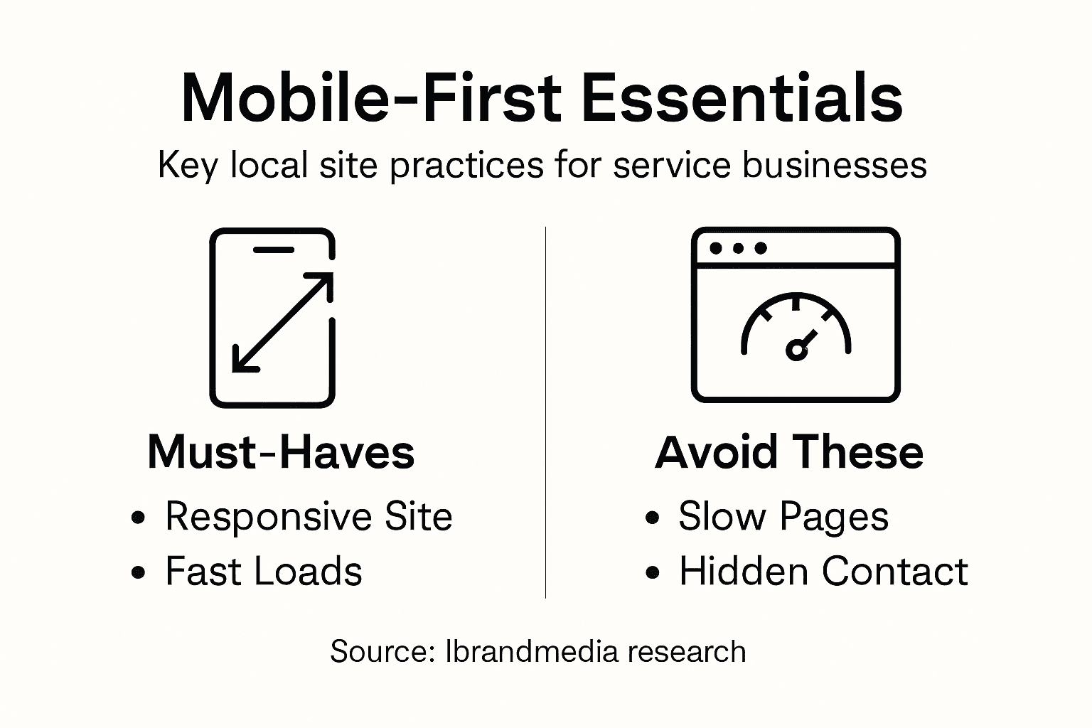 Infographic with mobile-first local web best practices