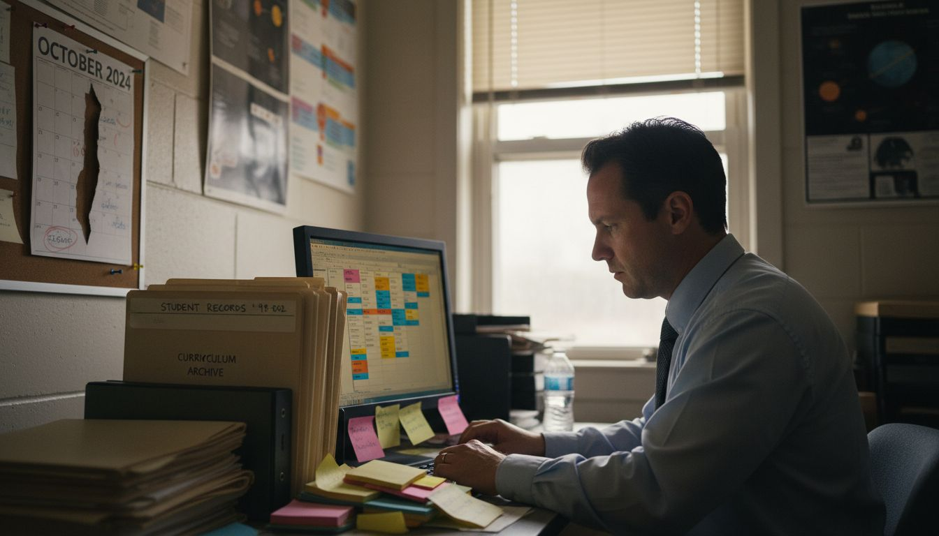 Administrator managing academic scheduling tasks