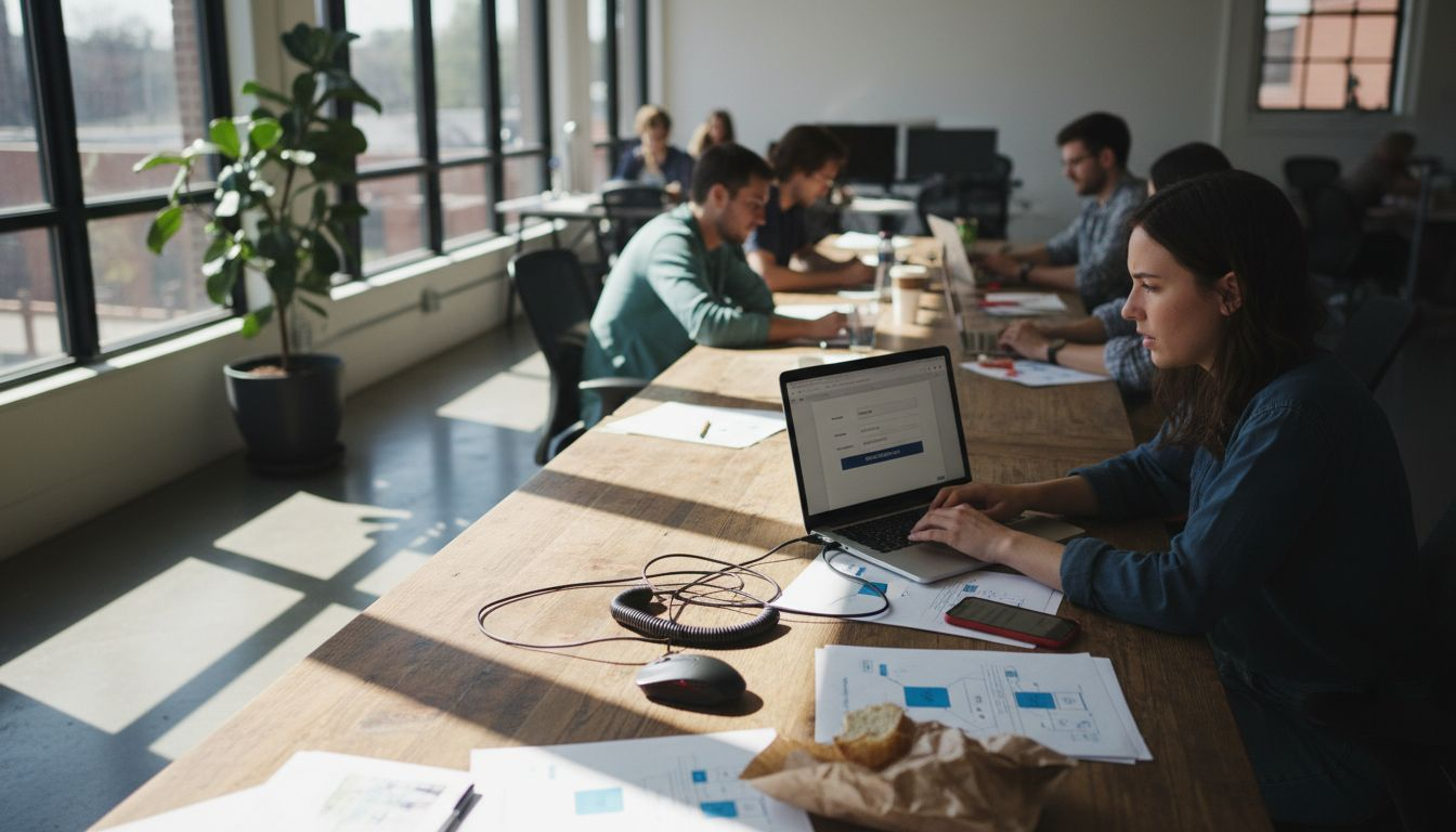 Employee showing two-factor authentication process