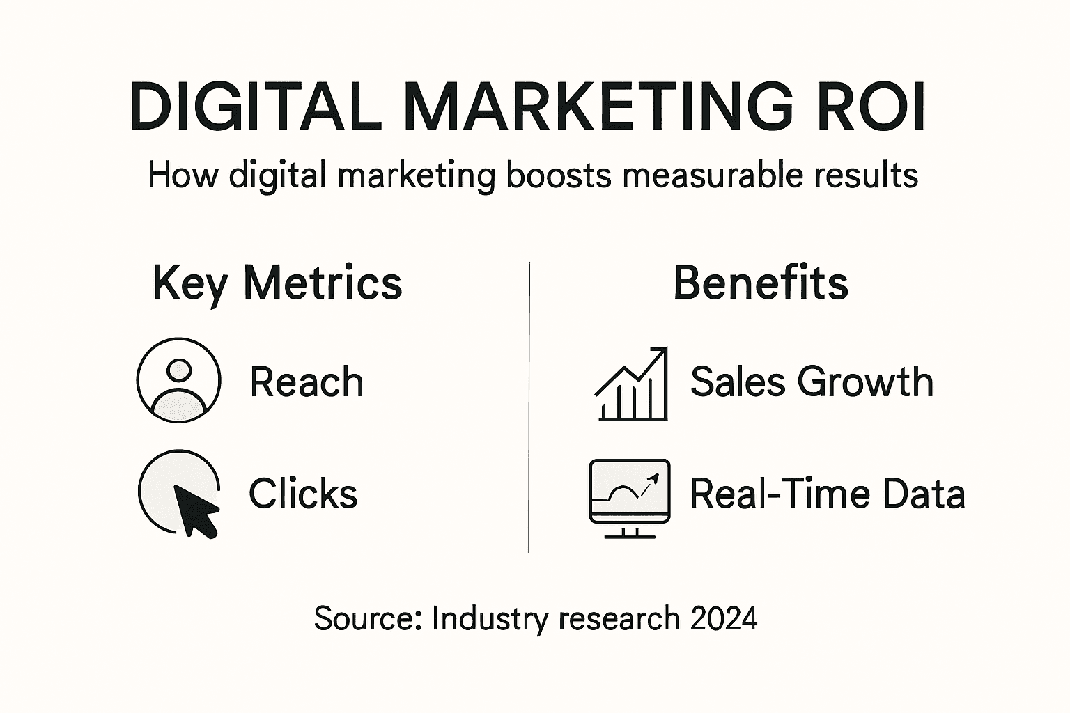 Infographic showing key digital marketing ROI points