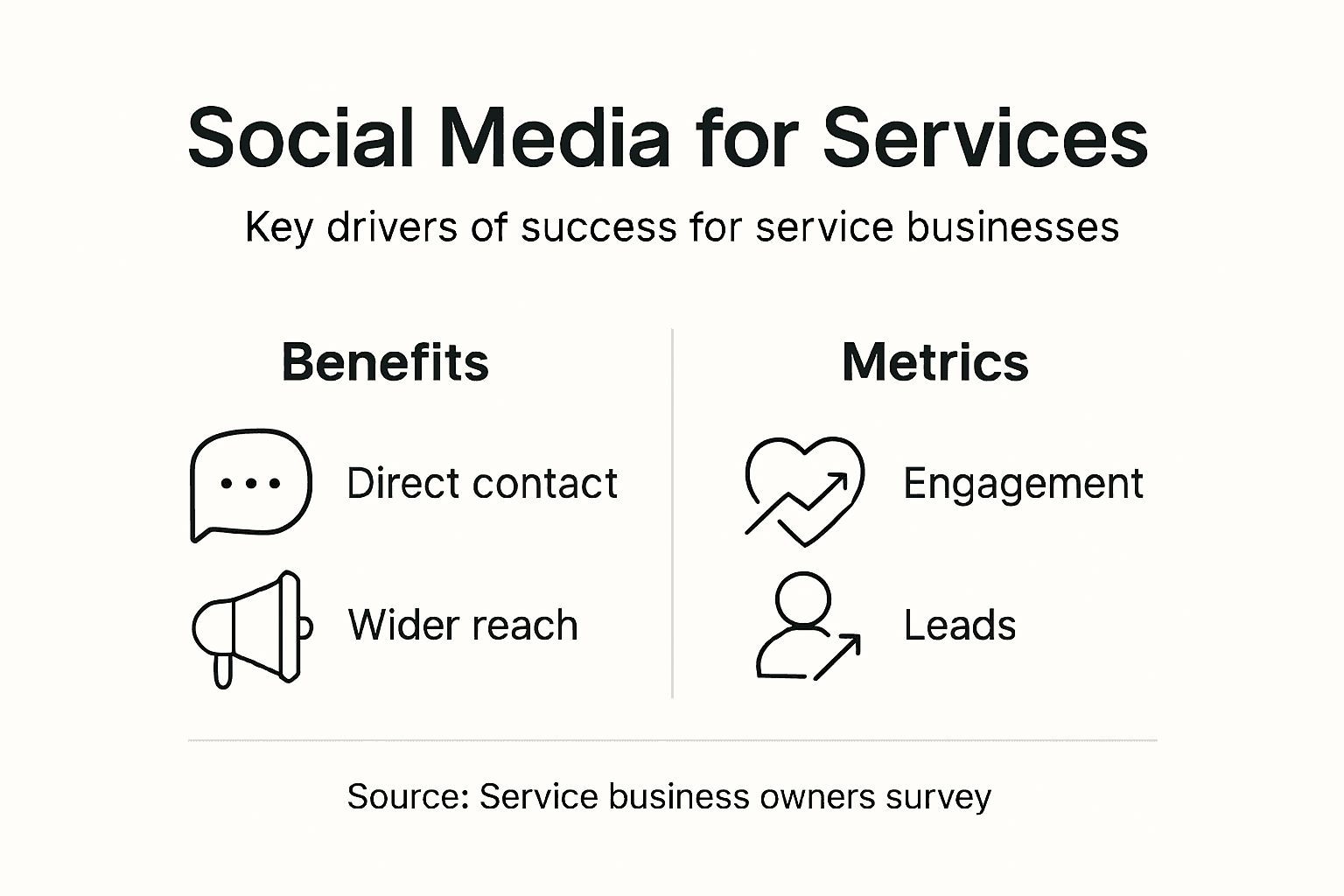 Infographic on social media key benefits and metrics