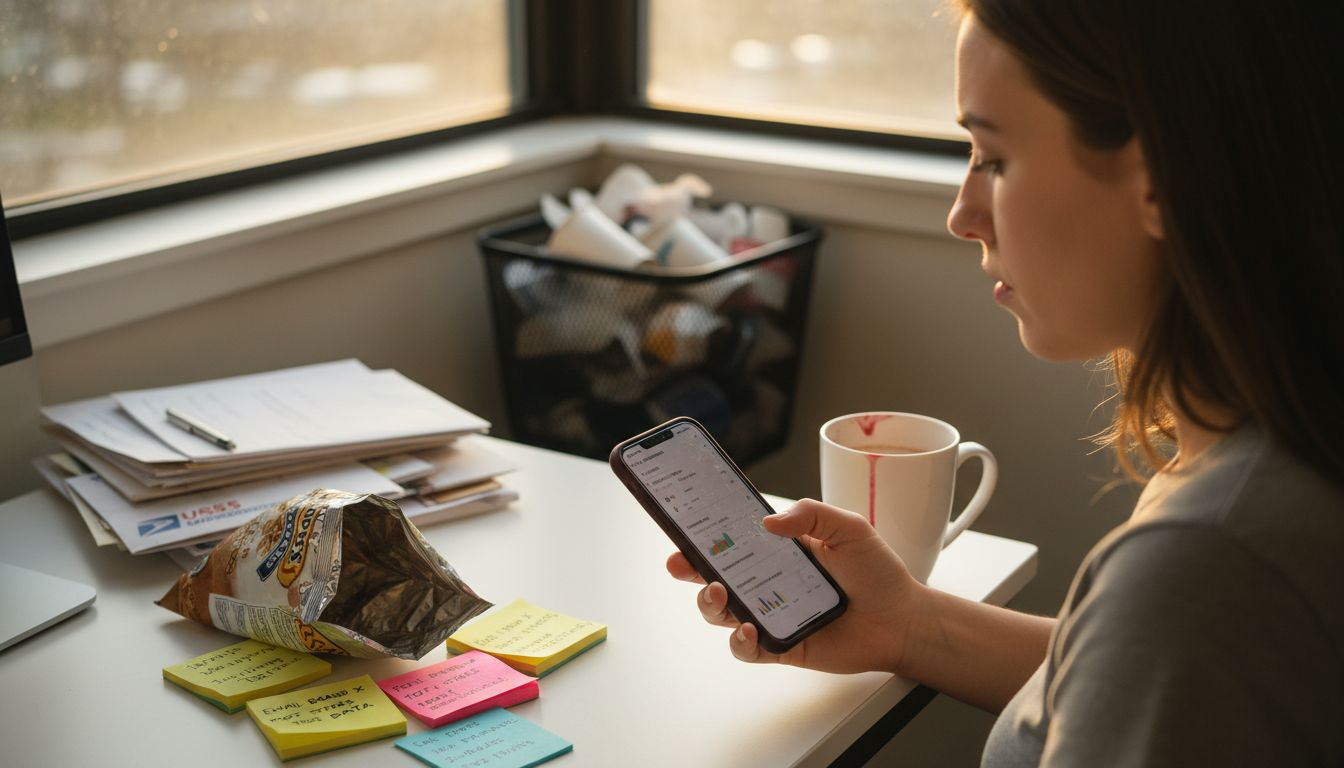 Social media manager reviewing advertising results
