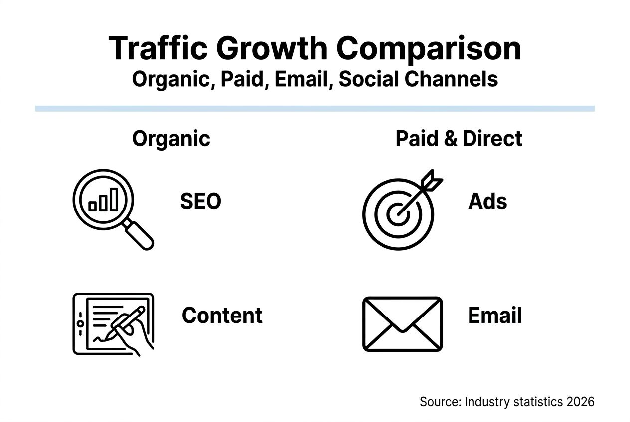 Infographic comparing website traffic strategies
