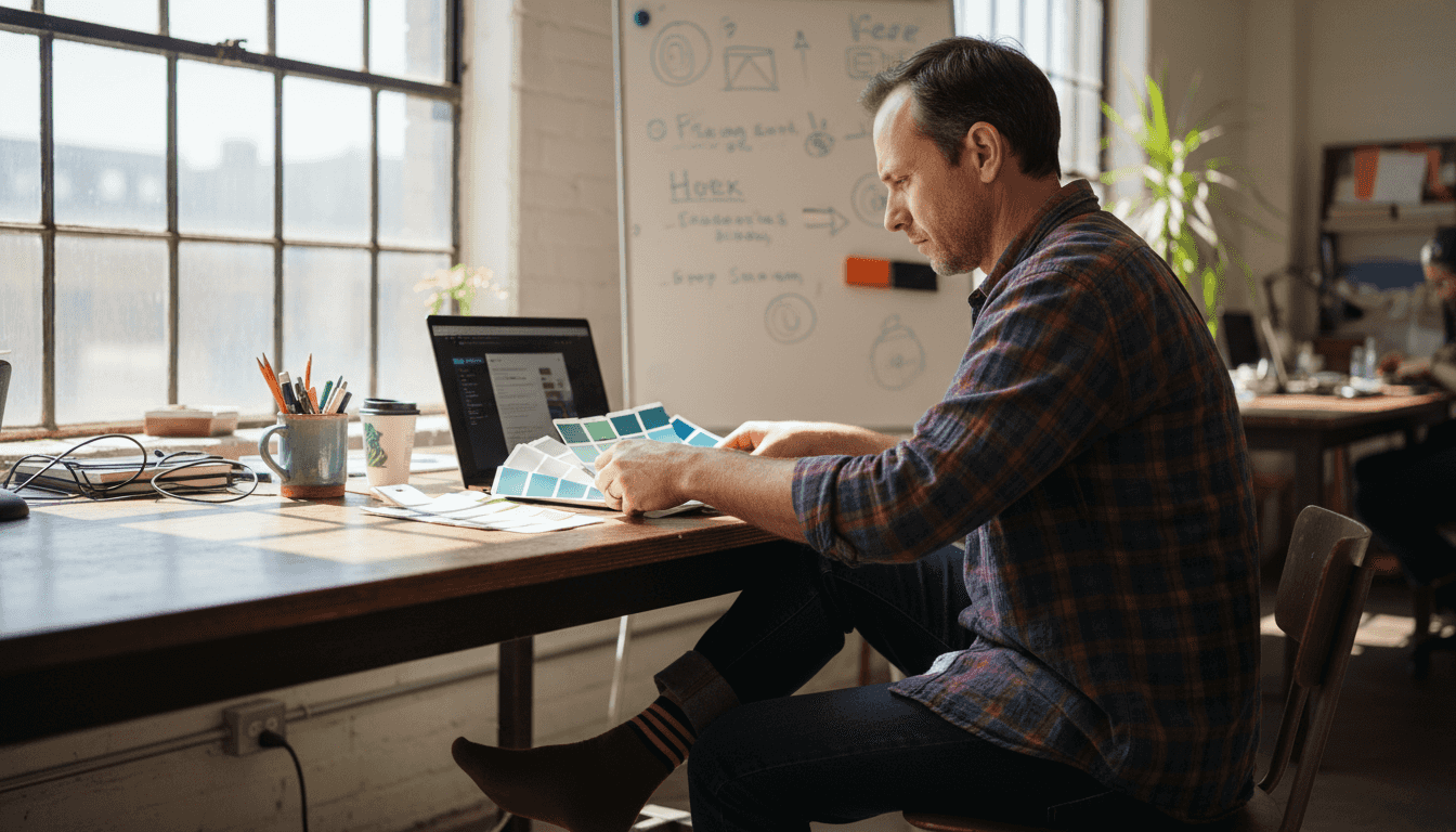 Web designer planning consistent branding elements