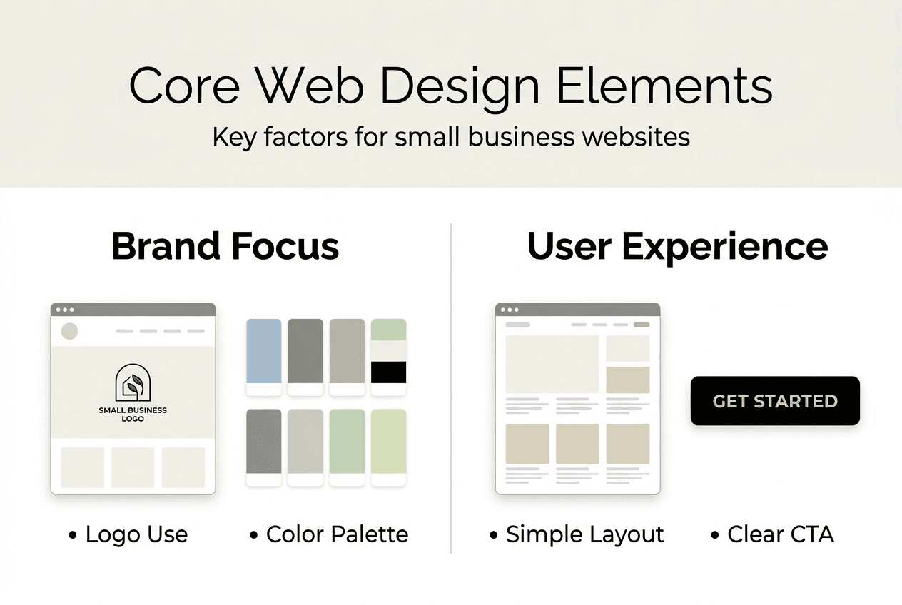 Infographic showing web design essentials for small businesses