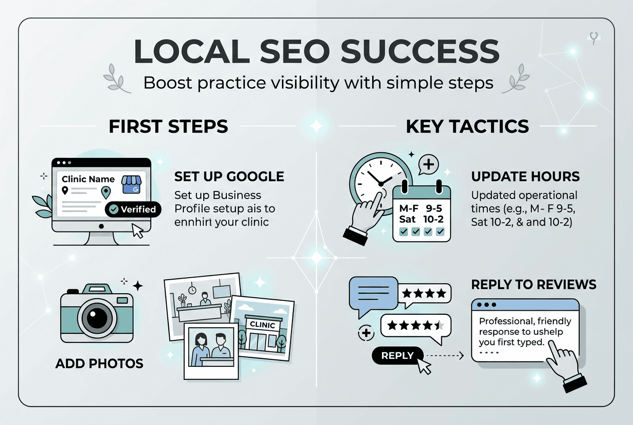 Infographic showing local SEO process for healthcare