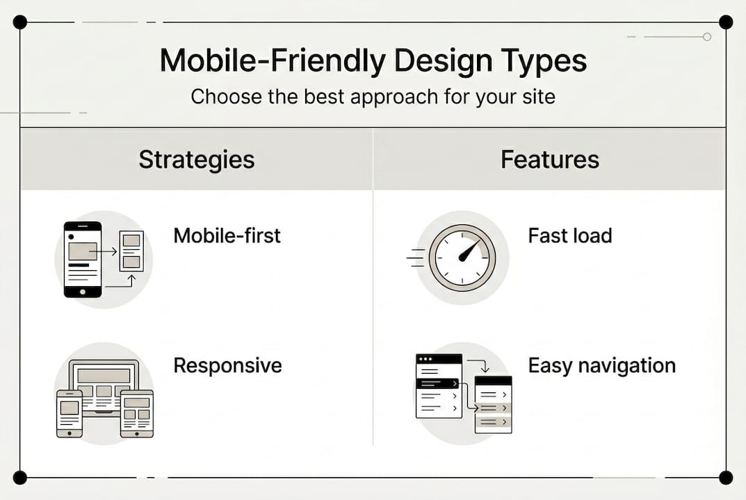 Infographic explaining mobile web design approaches