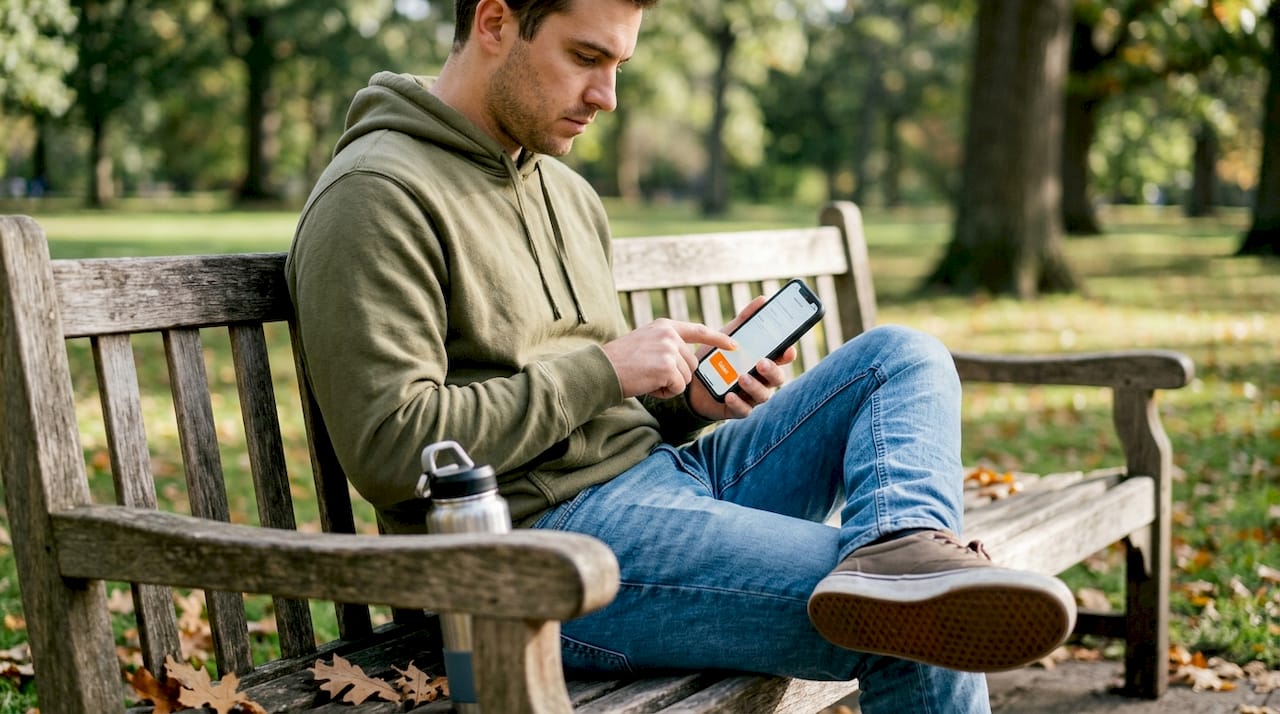 Person tapping mobile device CTA button