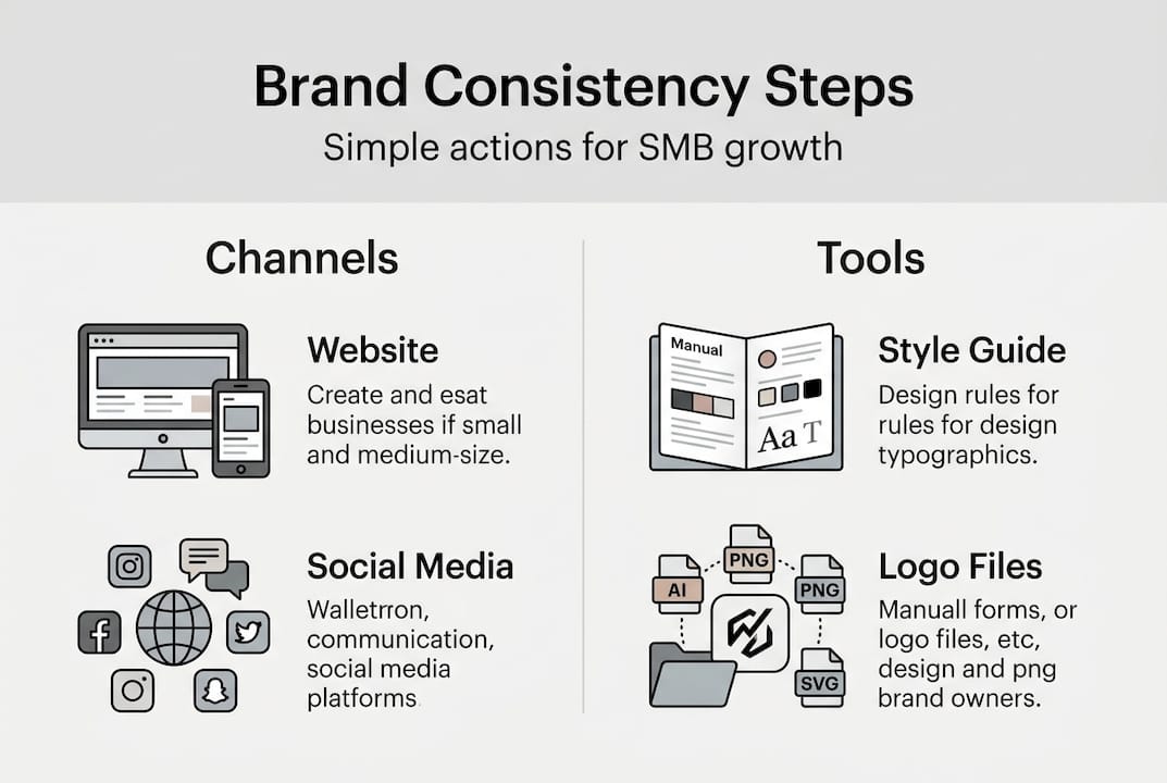 Infographic showing brand consistency steps