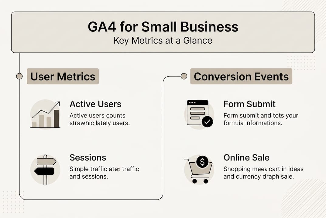 Infographic overview of GA4 small business metrics