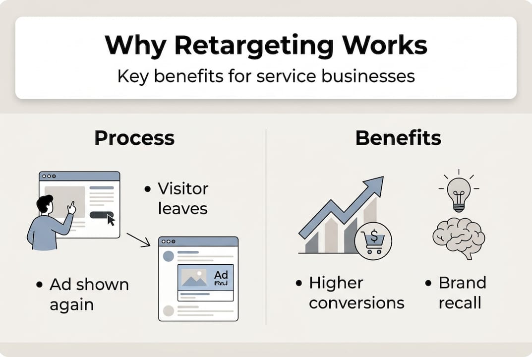 Infographic showing retargeting process and benefits