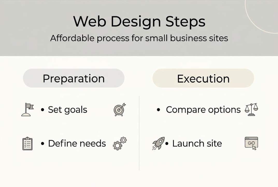 Infographic summarizing web design process steps