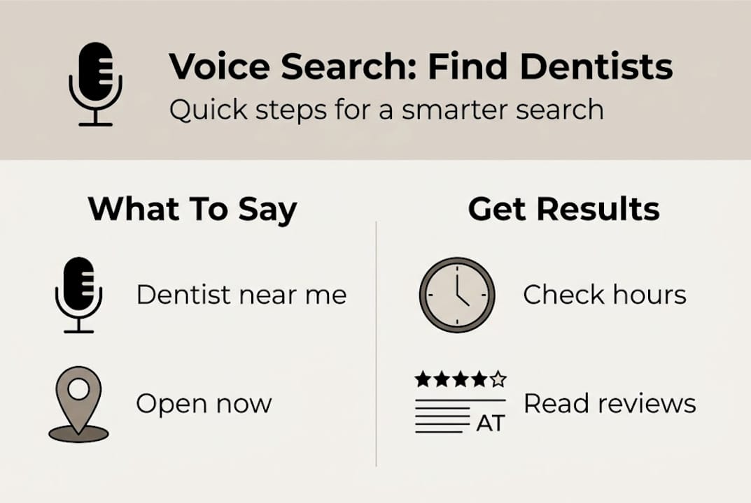 Infographic with voice search steps for dentists