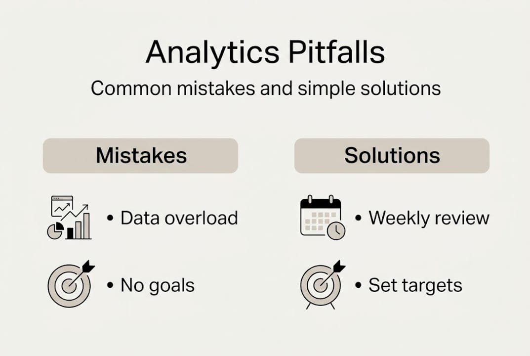 Infographic showing analytics mistakes and solutions