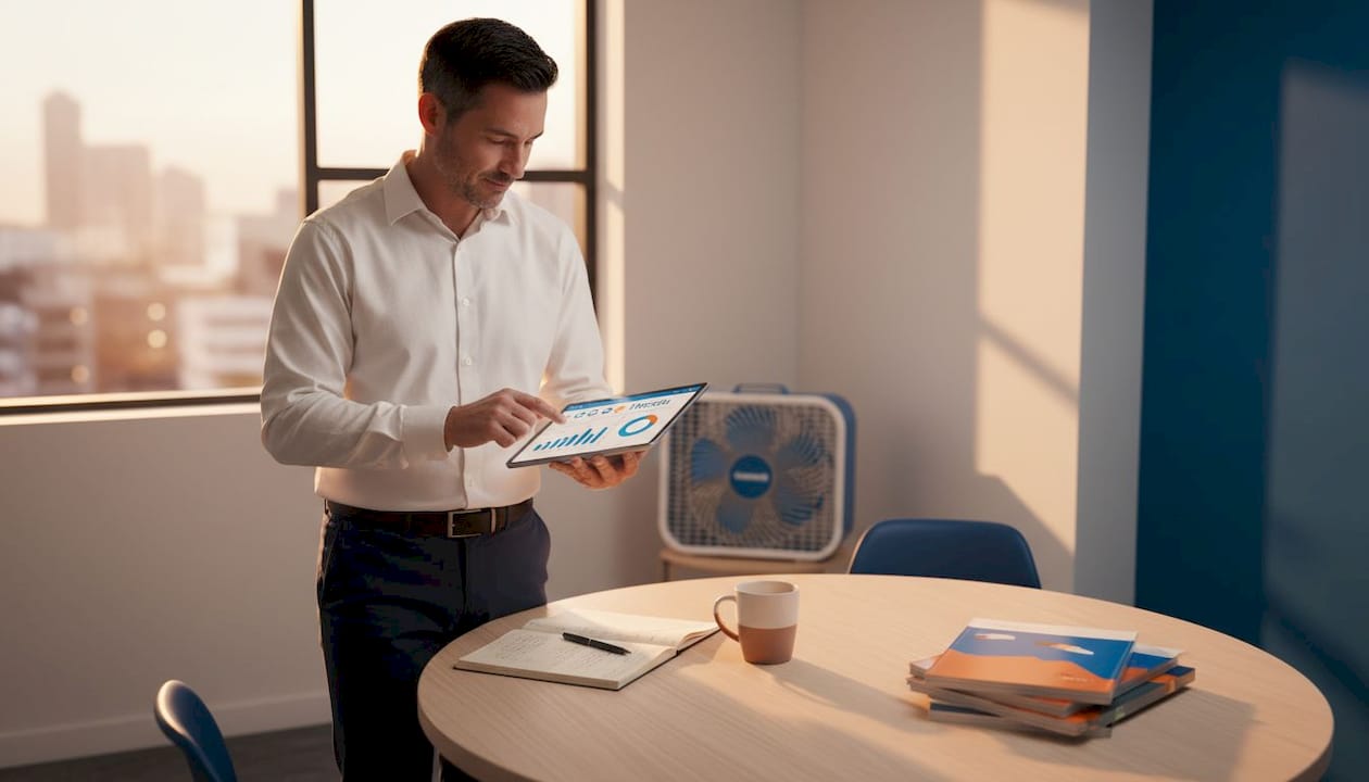 Man tracking marketing campaign performance