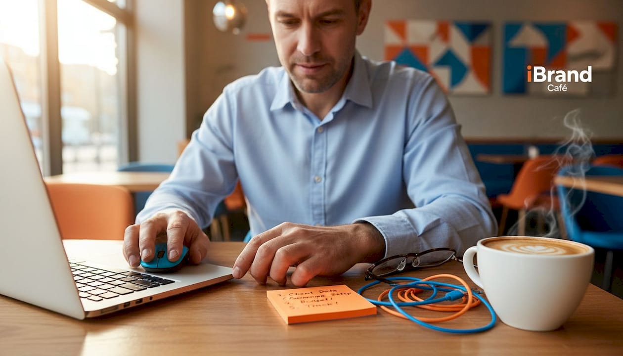 Business owner prepping tracking workspace