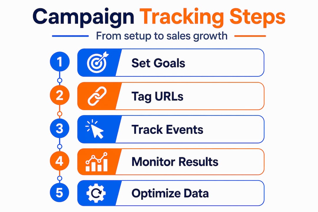 Infographic showing campaign tracking step-by-step