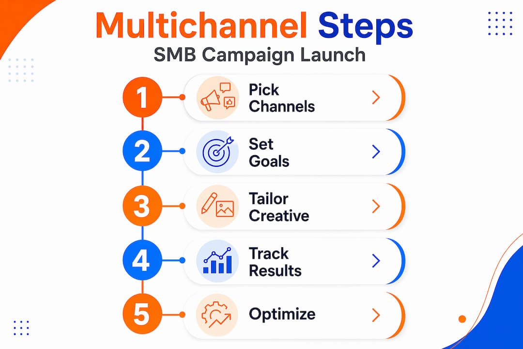 Infographic with five-step SMB multichannel process
