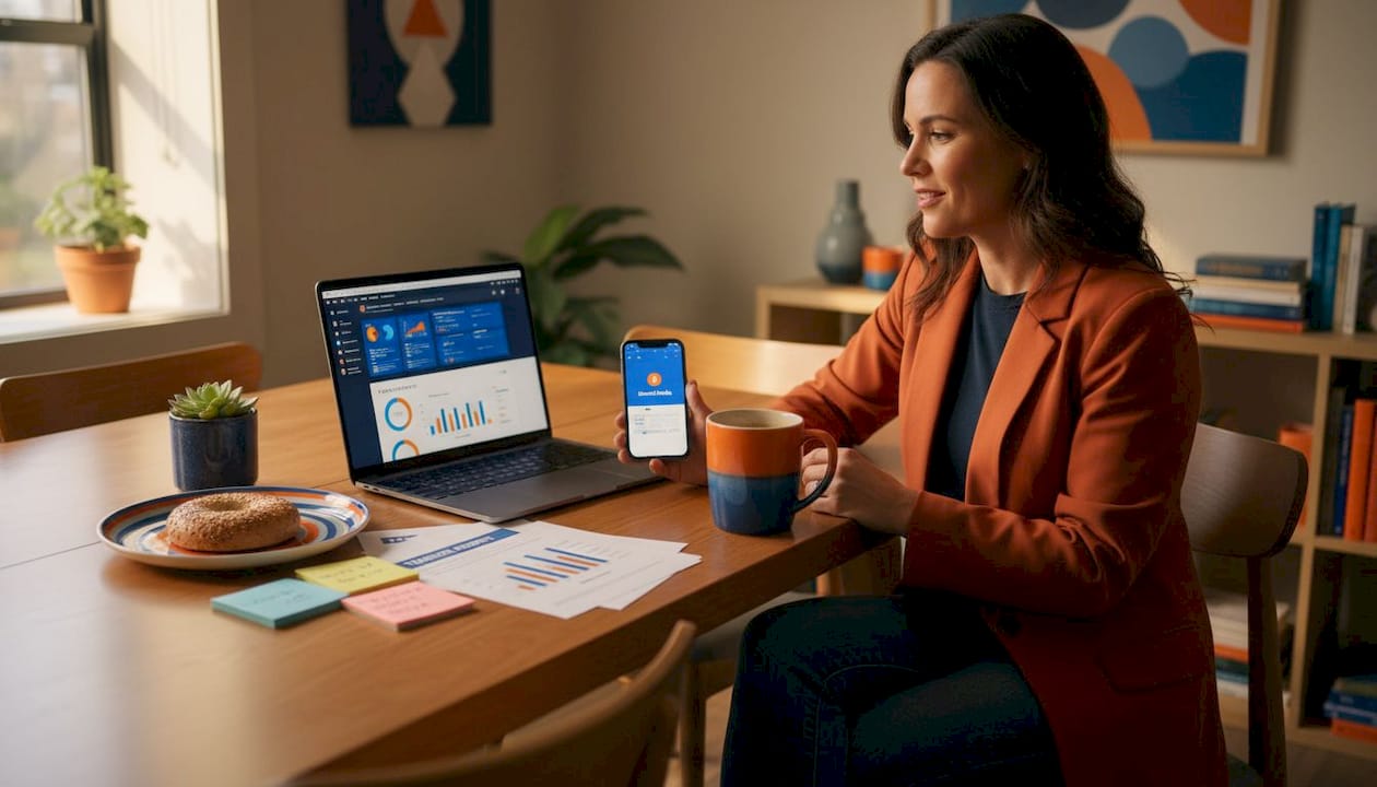Small business owner checking website analytics