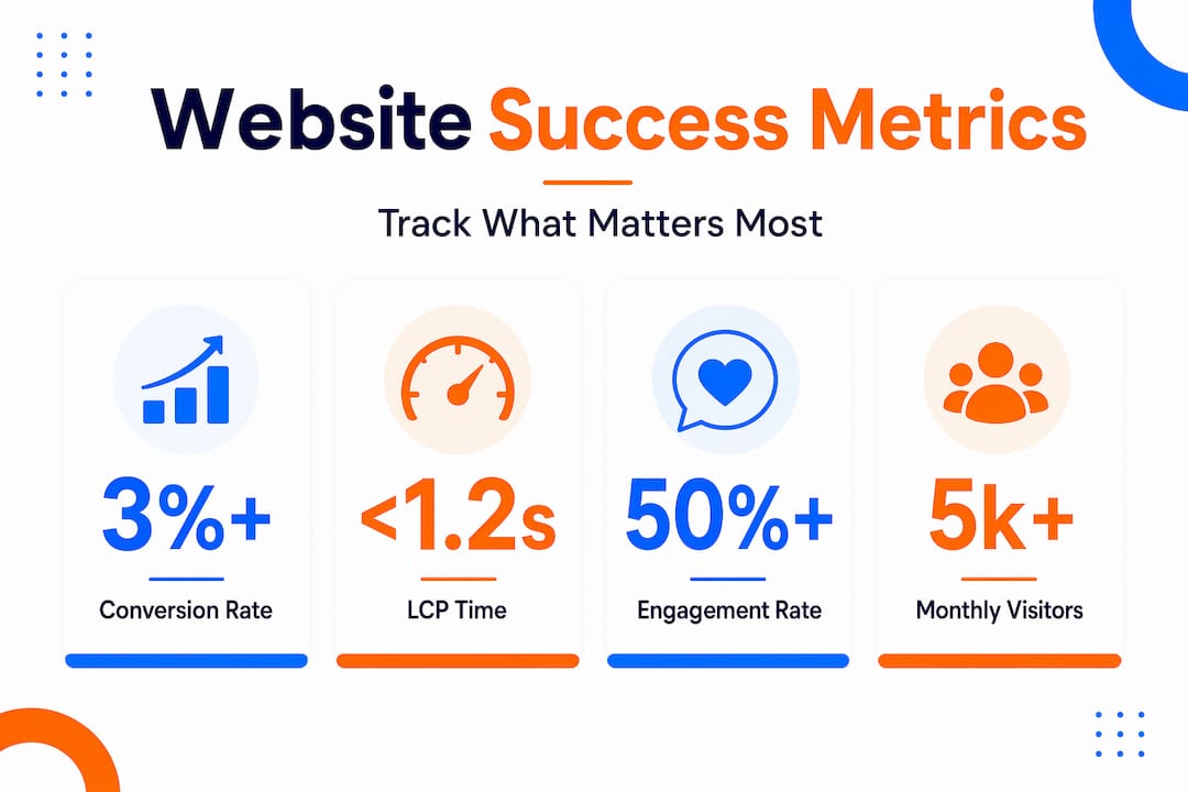 Infographic showing key website metrics for success