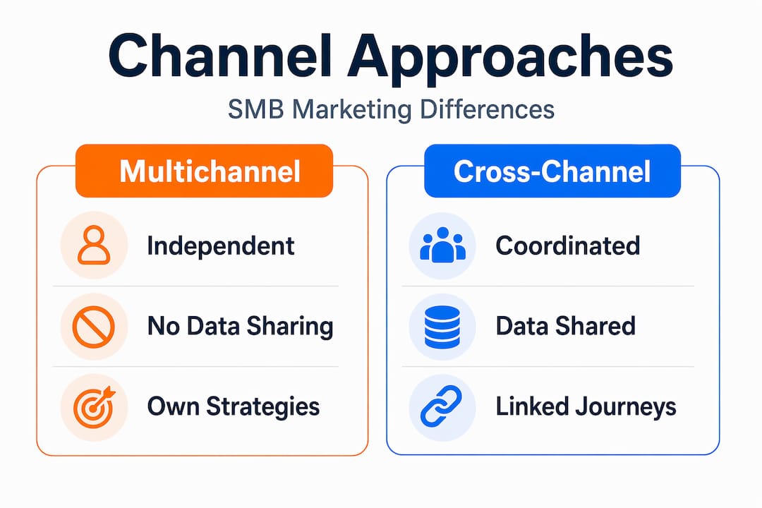 Infographic comparing channel approaches for SMB marketing