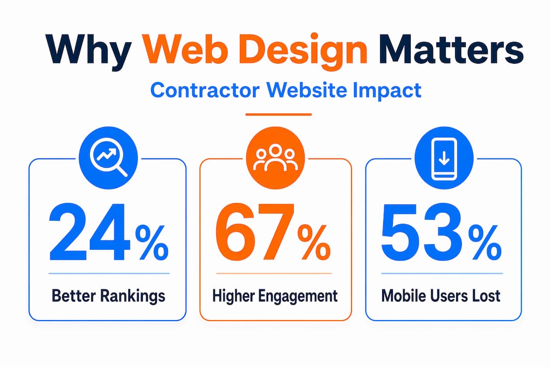 Infographic with contractor web design statistics