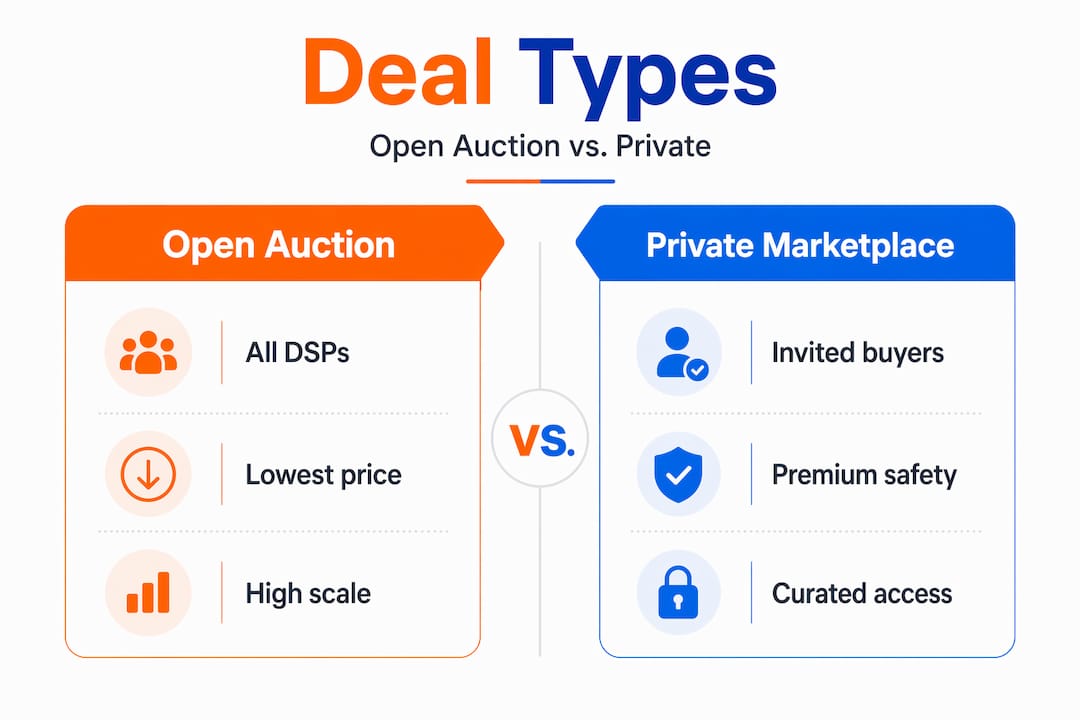 Infographic comparing auction and private deal types