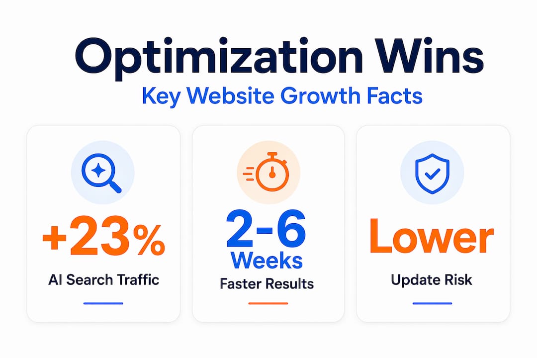 Infographic with stats on website optimization benefits