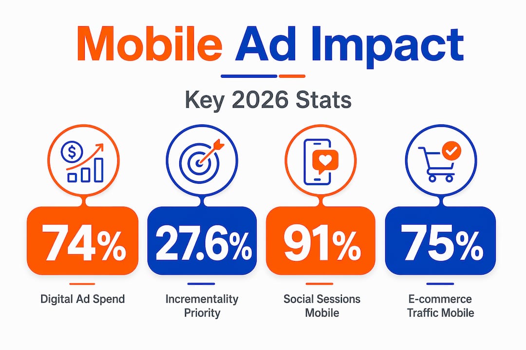 Infographic with mobile ad impact statistics