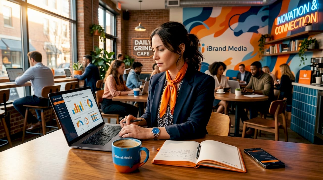Marketer working on personalized campaign data on laptop