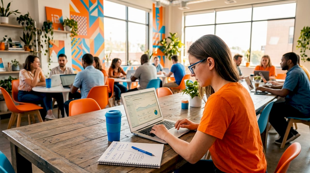 Small venue owner working on SEO analytics