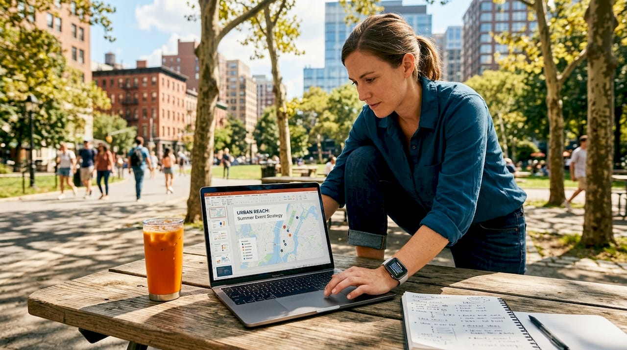 Small business owner planning hyperlocal marketing