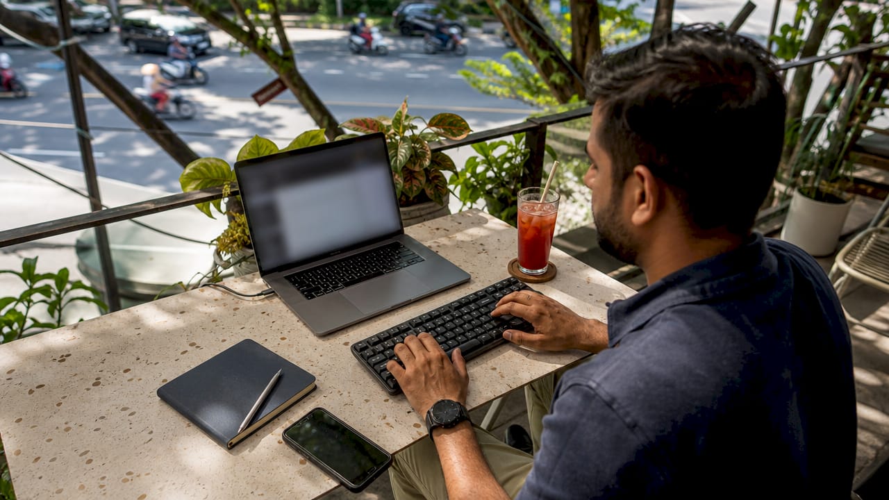 Developer choosing image formats at desk