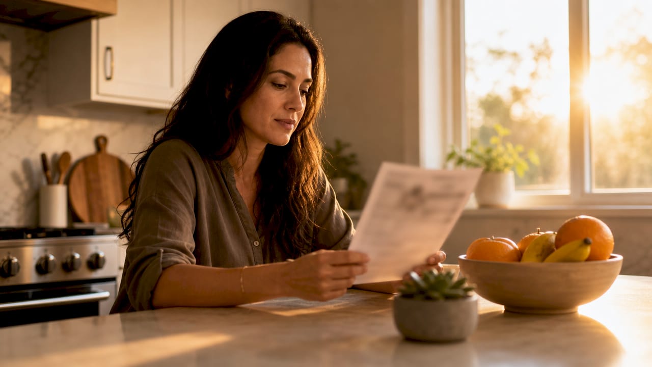 Woman reading testimonials on laptop in office