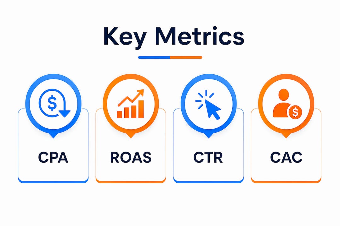 Infographic showing key performance marketing metrics