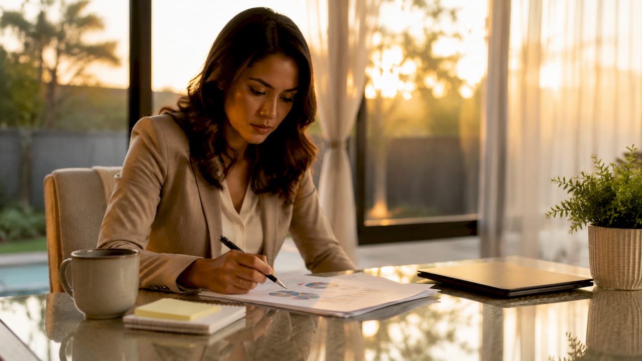 Small business owner reviewing audience reports
