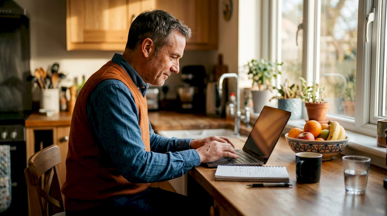 Contractor updating Google Business Profile on laptop