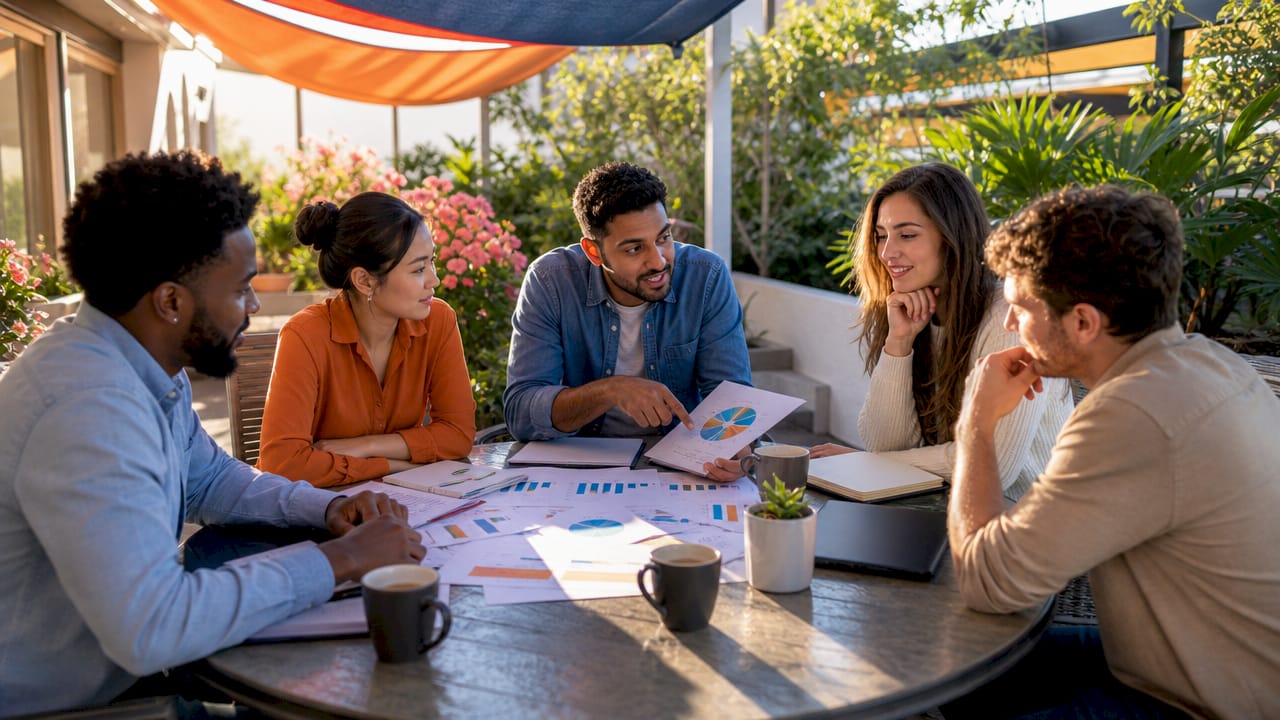 Small marketing team collaborating